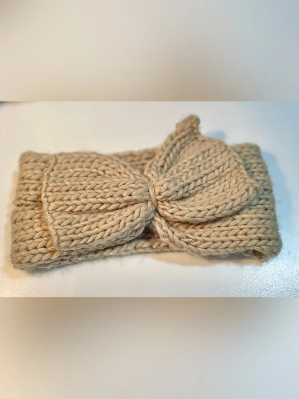 Chunky Knit Bow Headband | Cream Winter Ear Warmer | One Size
